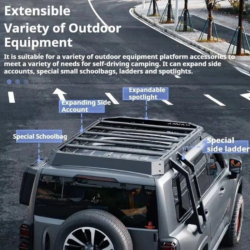 New Design Car Body Parts Steel Side Ladder Detachable Luggage Roof Rack for Haval H9 2025 Accessories